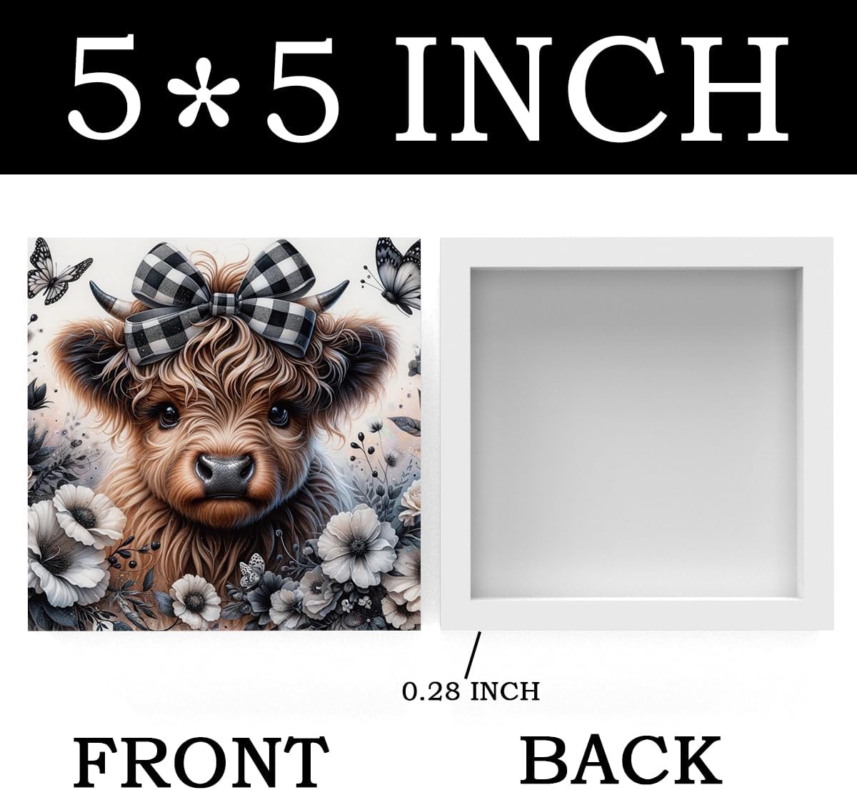 Highland Cow Decor, Highland Cow Gifts for women, Highland Cow Nursery Decor, Wooden Box Decor Sign for Home Farmhouse Office Living Room Table Shelf Tiered