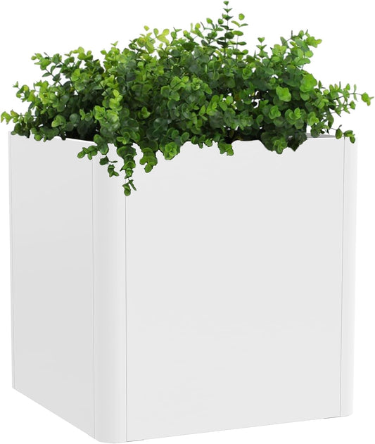 Large Outdoor Square Planter 20" L x 20" W x 21" H,White Square Planters for Indoor and Outdoor All-Weather Use