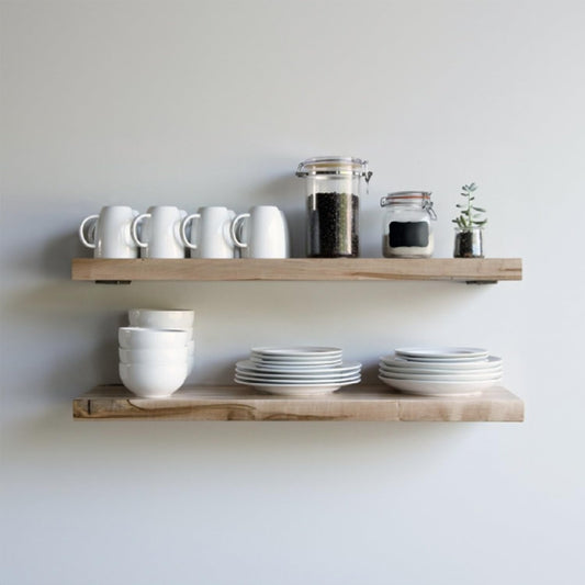 Urban Legacy Deep Floating Shelves | Wormy Maple with Furniture Grade Clear Coat | Low Profile Brackets | Set of 2 (36" x 11" x 2")