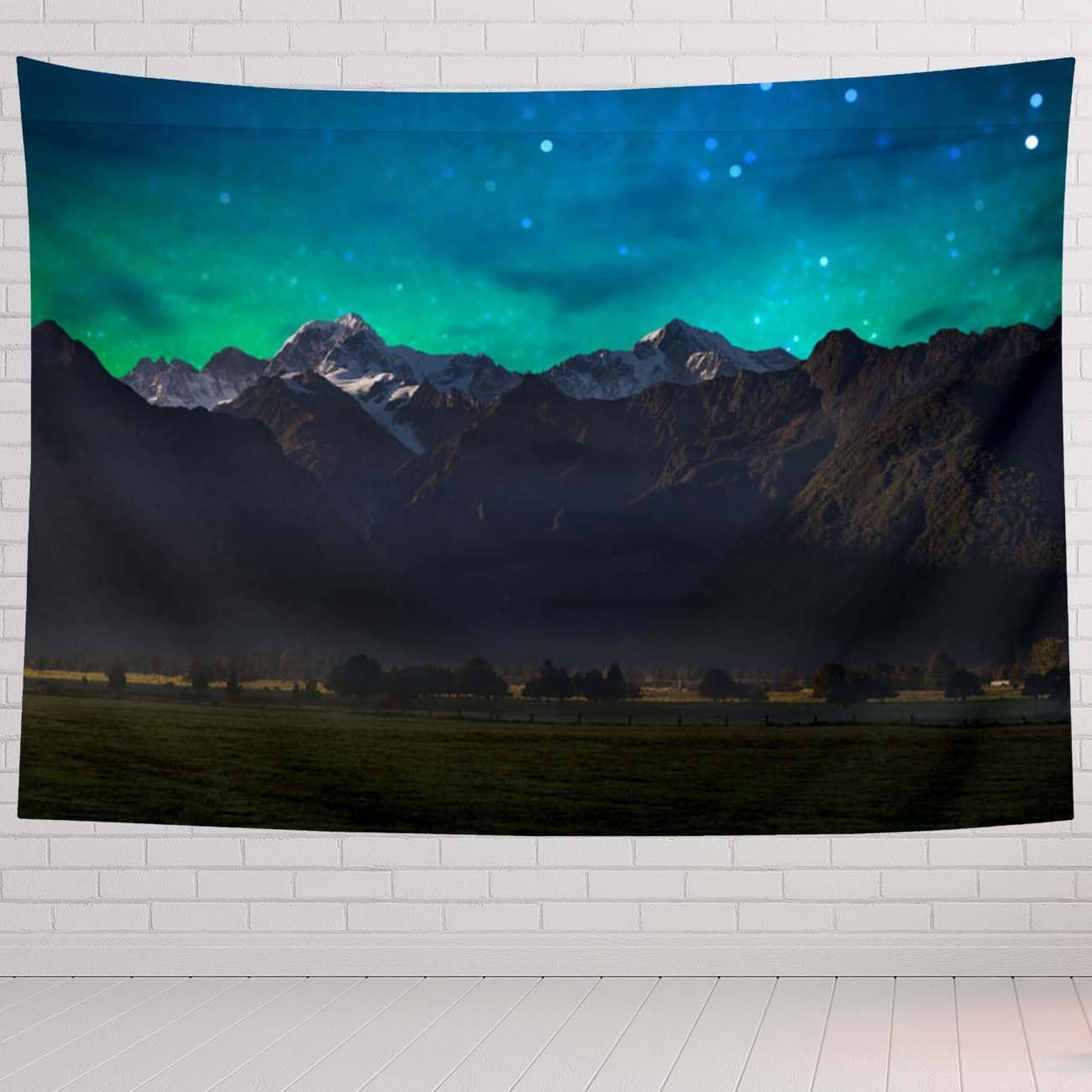 Mountain Tapestry For Bedroom Mount Cook And Lake Matheson New Zealand With Milky Way Tapestries Wall Hanging For Living Room Dorm Office 80×60 In