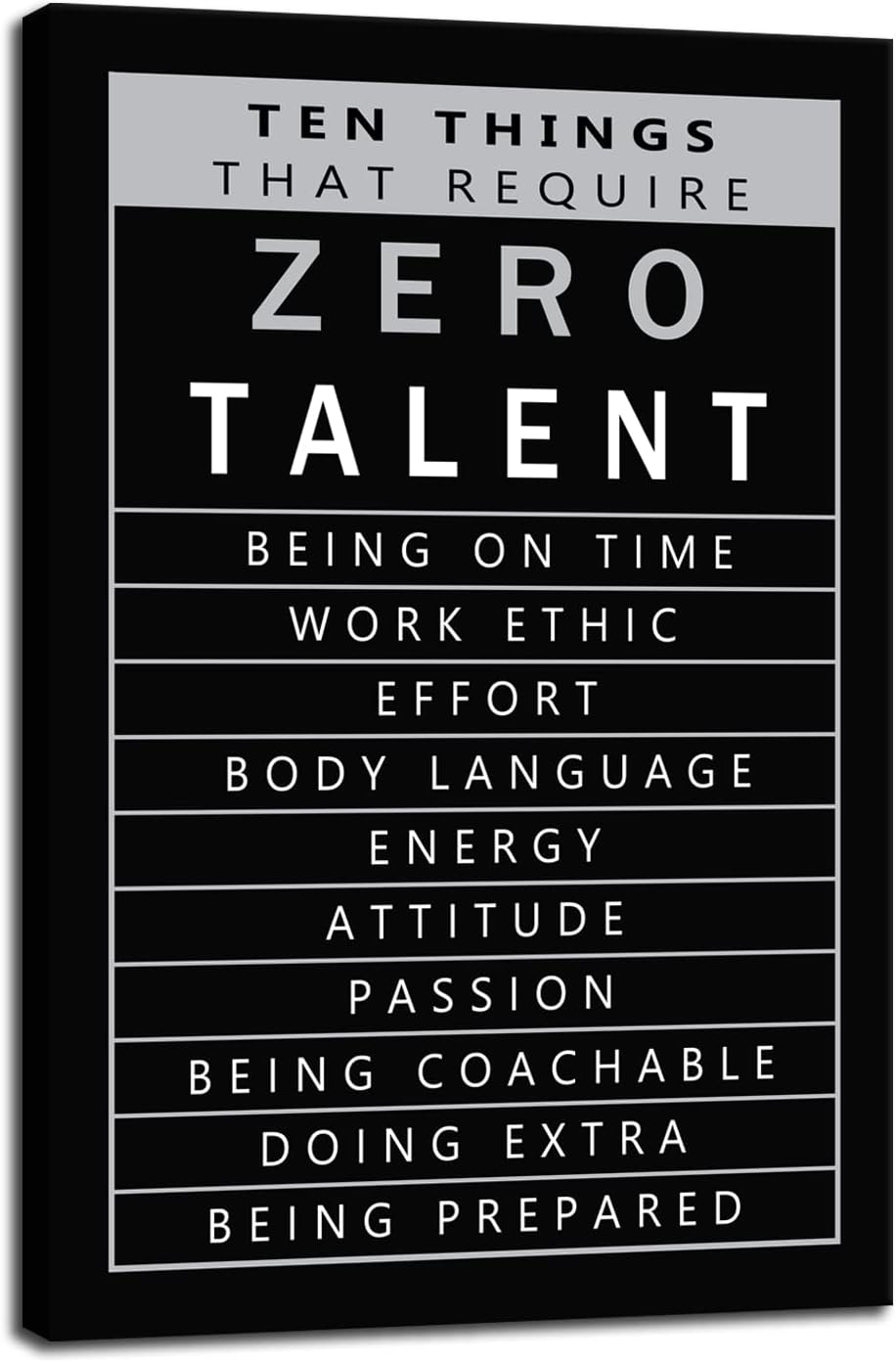 Inspirational Canvas Wall Art Ten Things That Require Zero Talent Quote Motivational Poster Canvas Painting Prints Wall Pictures for Living Room Office Home Decor Framed Artwork [24''W x 36''H]