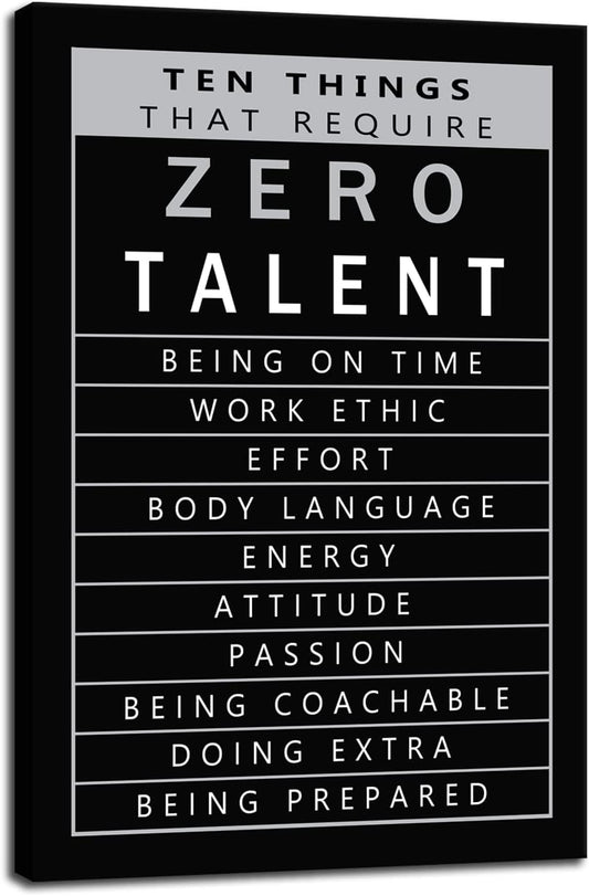 Inspirational Canvas Wall Art Ten Things That Require Zero Talent Quote Motivational Poster Canvas Painting Prints Wall Pictures for Living Room Office Home Decor Framed Artwork [24''W x 36''H]
