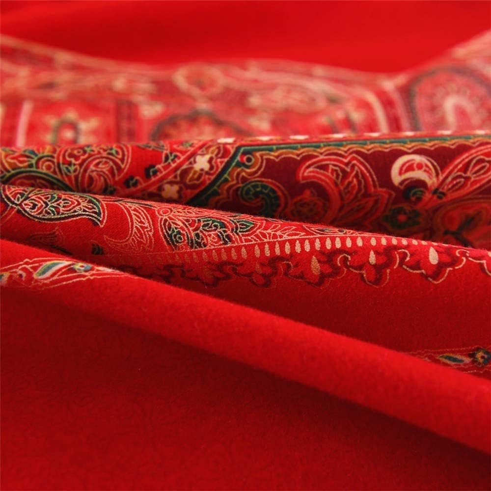 ABREEZE Full Duvet Covers, Bohemian Retro Bedding Set, Coloful Mandala Down Comforter Cover, Boho Floral Style Quilt Cover, 100% Brushed Cotton, 1 Duvet Cover and 2 Pillow Shams,Red