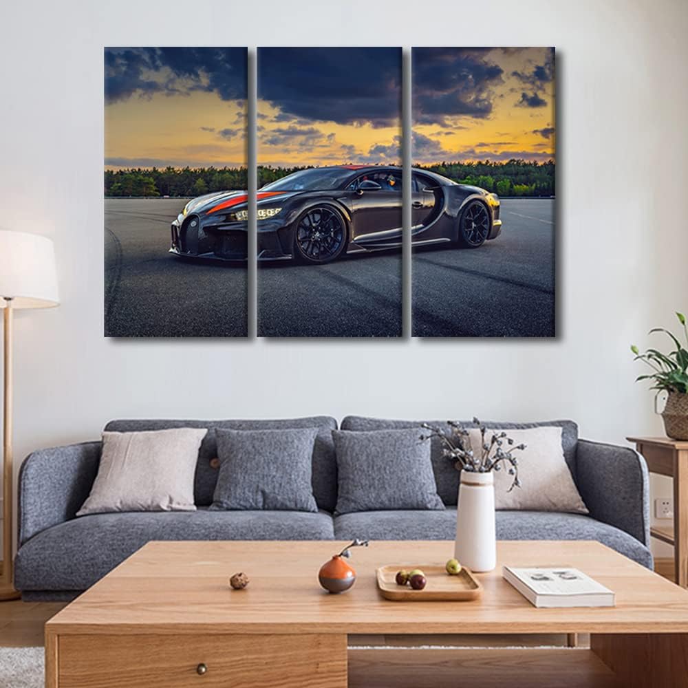 TUMOVO Supercar Poster Decor Canvas Wall Art Painting Sports Car Under Dark Clouds Wall Decor for Living Room Pictures Print on Canvas Framed Modern Artwork for Home Bedroom Decorations, 36" Wx24 H