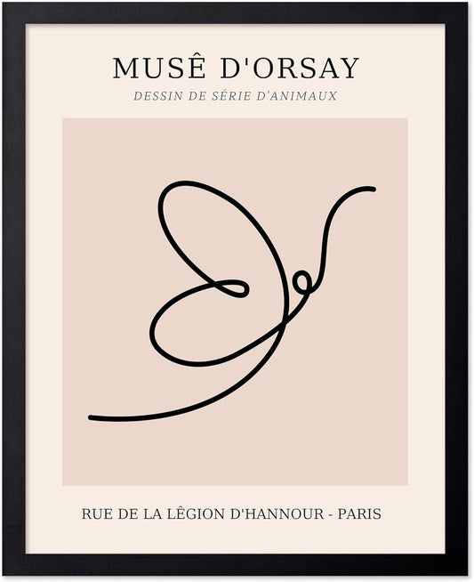 Poster Master Vintage Poster - Retro One Line Butterfly Drawing Print - Butterfly Line Art - Minimal Gift for Him, Her, Animal Lover - Abstract Decor for Home, Office, 24x32 Unframed Wall Art