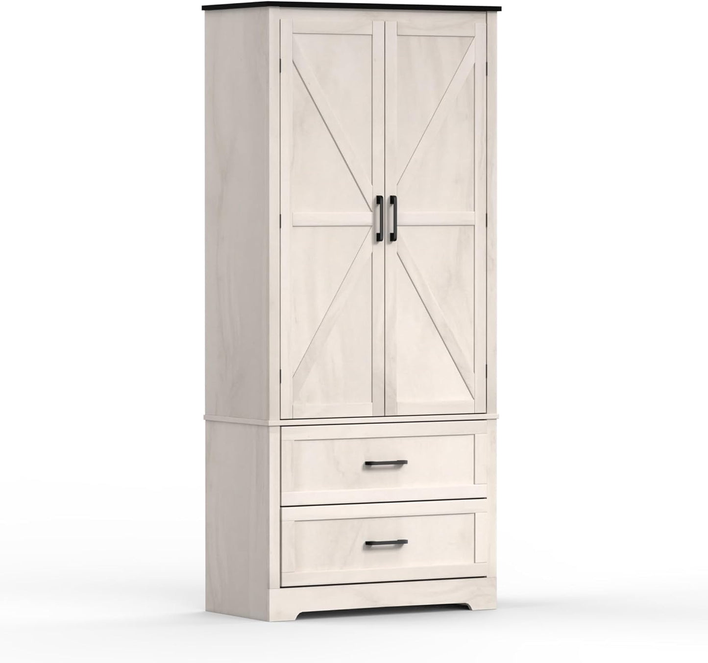 71" Kitchen Pantry Storage Cabinet, Barn Doors Tall Storage Pantry Cabinet with Drawers & Adjustable Shelf, Modern Farmhouse Cupboard Wood Pantry for Kitchen, Living Room, Dining Room, Oak Beige