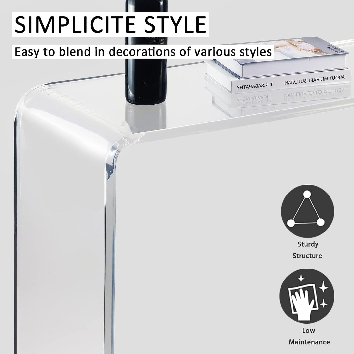 Acrylic Console Table, 37.5” L Thick Modern Entryway Table for Hallway, Living Room, Clear Acrylic Desk, 37.5” W x 29.25” H x 15.25” D, 220LBS Weight Capacity.