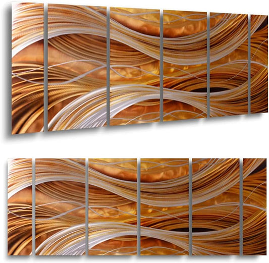 Yihui Arts Abstract Metal Wall Art Set - Hand Crafted 3D Aluminum Panels - 6 Piece Group Sculpture for Home, Office Decor - Living Room, Bedroom Accent Pieces