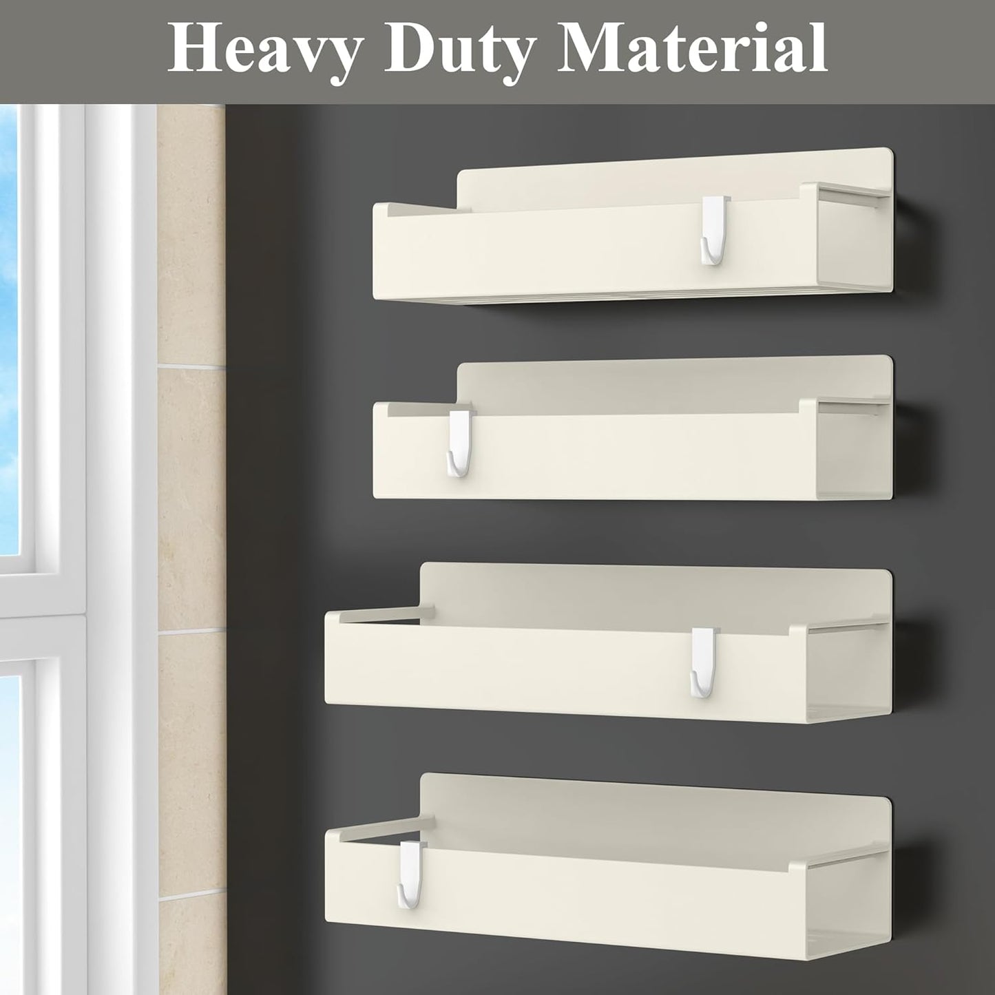 4 Pack Magnetic Spice Rack Organizer for Refrigerator and Oven, Cream White Fridge Organizers and Storage for Kitchen