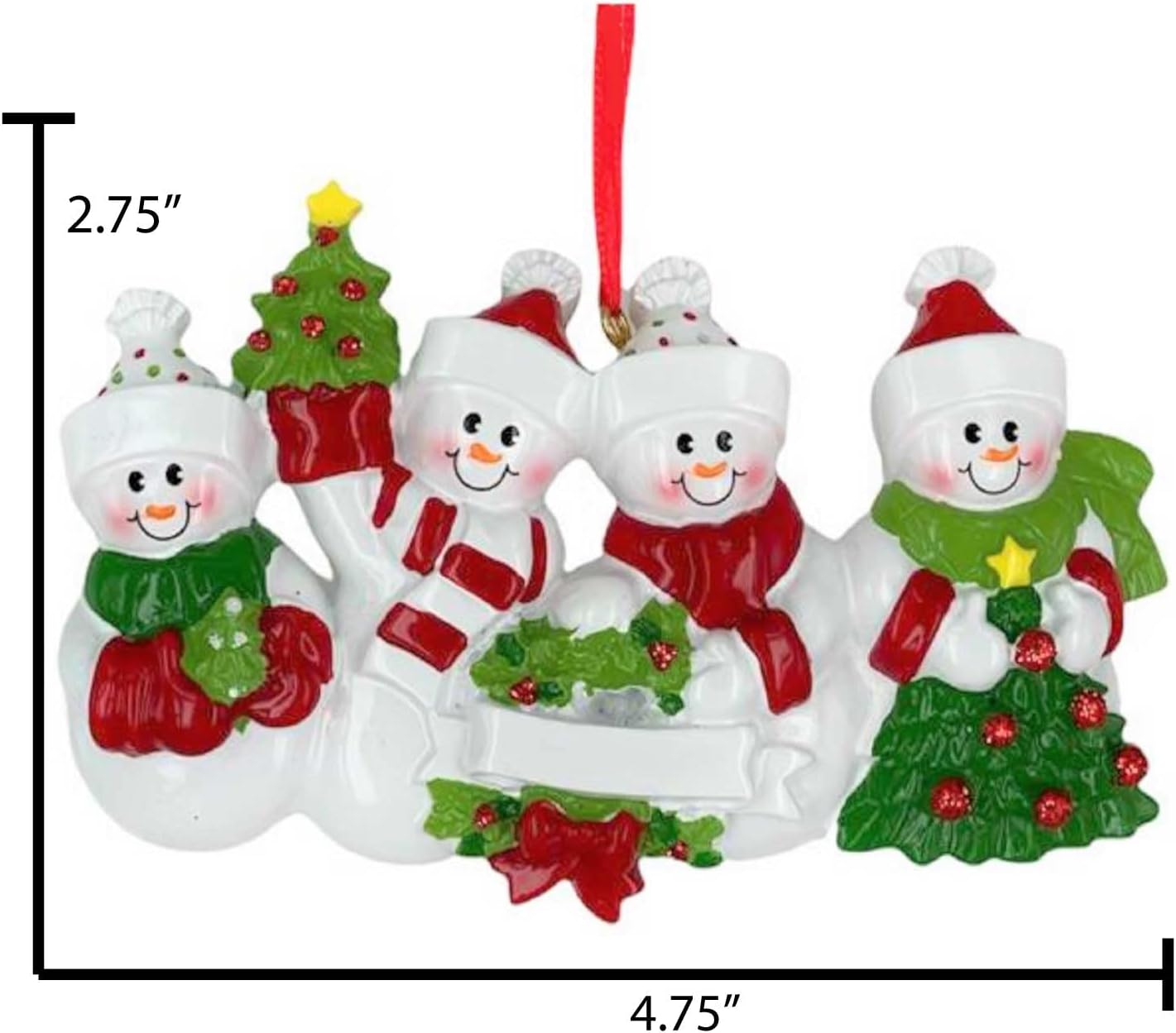 3D Winter Snowman Family of 4 Christmas Ornament 2025 Personalized Family Christmas Ornaments 2025 | Snowmen with Mittens Personalized Tree Ornaments Customizable Gifts of Snow People of Four Ornament