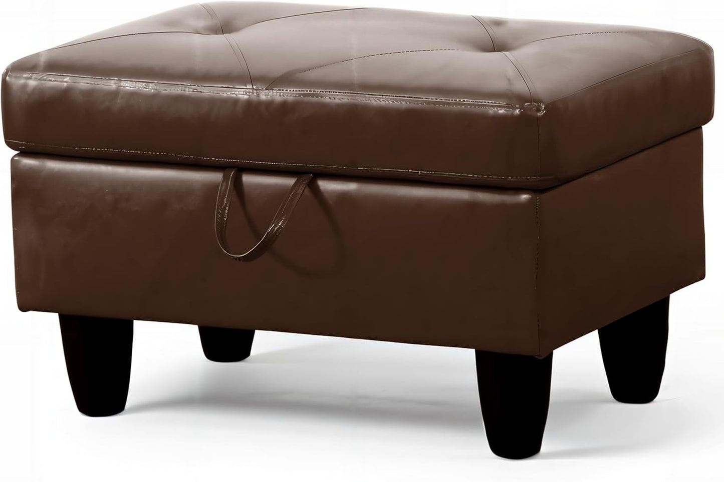 Ottoman Rectangular Storage Ottoman Bench, Faux Leather Footrest, Coffee Table, Stool Footstool with Hinged Lid for Living Room, Bedroom, Entryway, Brown, 28.5"x19"x17.5"