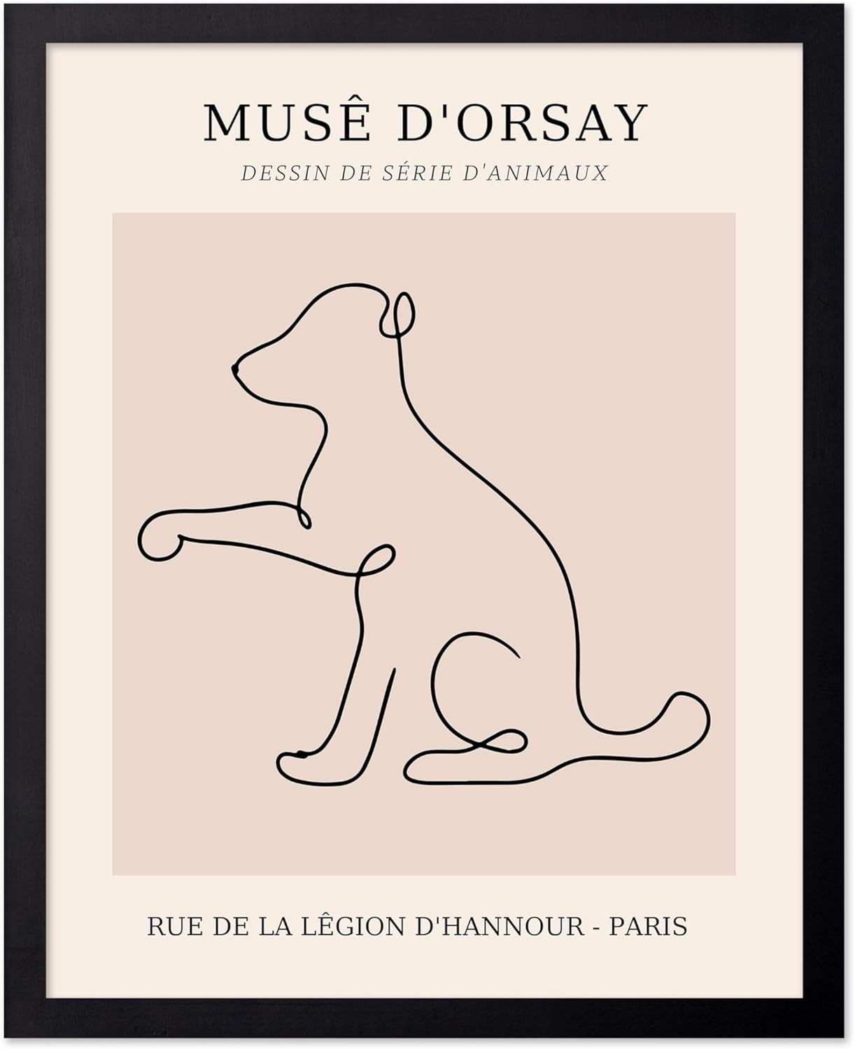 Poster Master Vintage Poster - Retro One Line Dog Drawing Print - Dog Art - Minimal Gift for Men, Women, Animal Lover - Abstract Wall Decor for Home, Office, Bedroom - 8x10 UNFRAMED Wall Art
