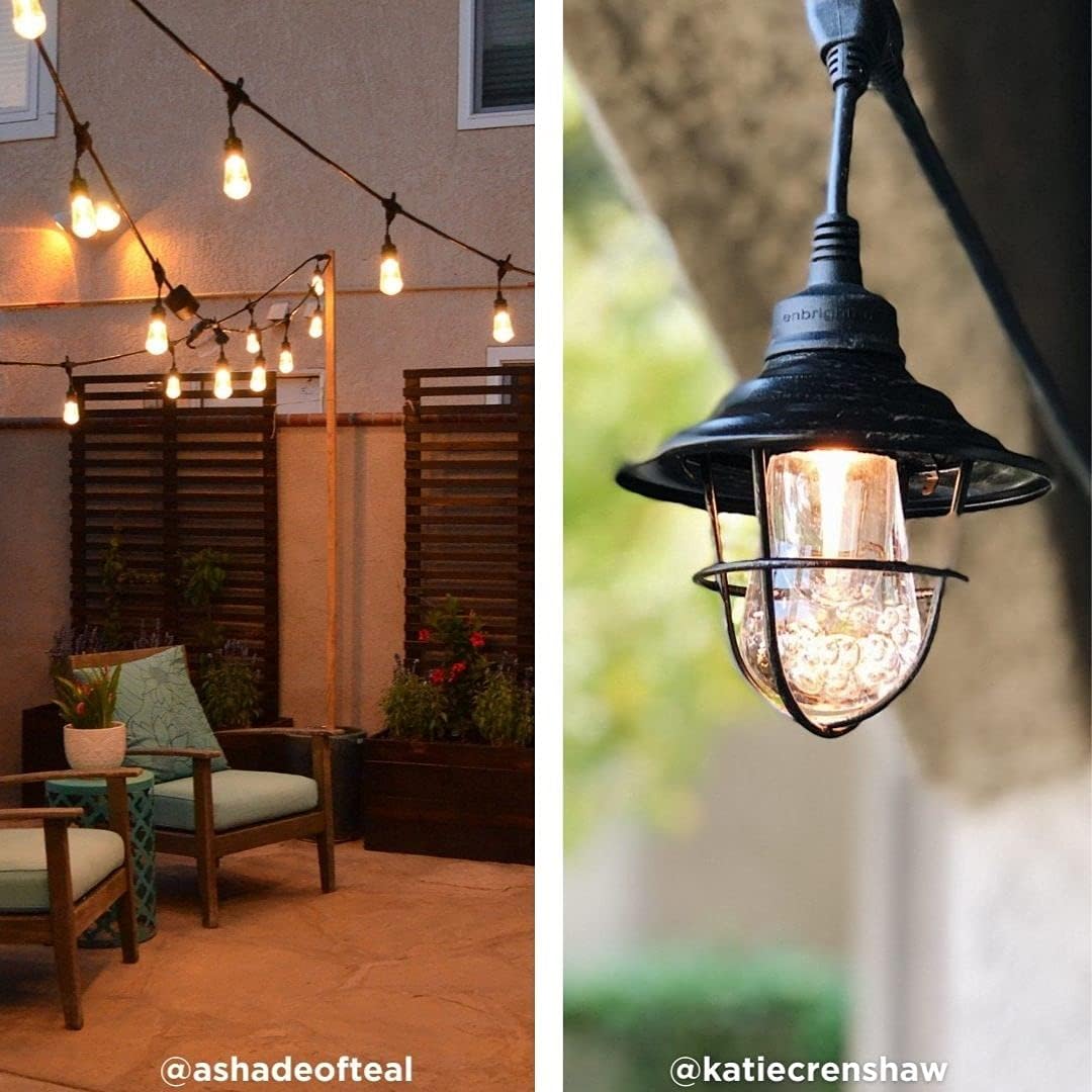 Enbrighten LED Outdoor String Lights 24ft Soft Warm White Patio Lights with Ultra-Durable Shatterproof and Waterproof Acrylic Bulbs for Balcony, Backyard, Porch, Gazebo, Deck, Party and Market, 35629