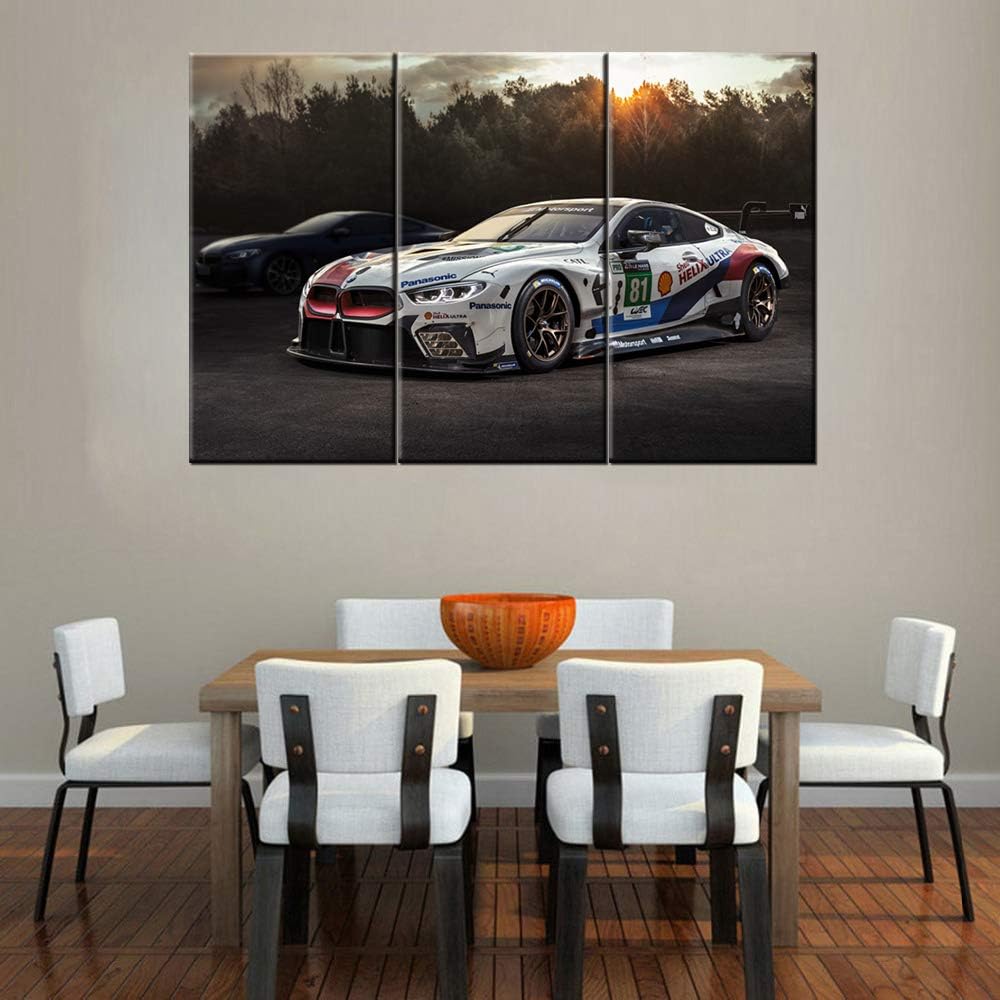 Wall Posters for Living Room Vintage Skyline Supercar Pictures Racing Car Concept Painting Canvas Modern Artwork Home Decor for Living Room Giclee Frame Stretched Ready to Hang 40 x 20inch x 3 panels