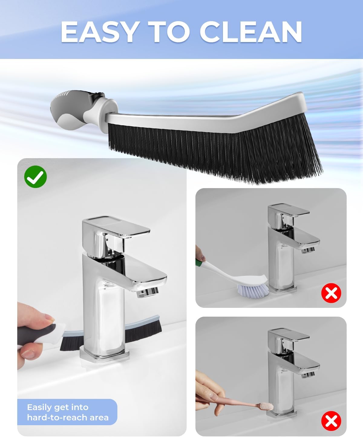 Crevice Cleaning Brushes, Scrub Brush for Hard to Reach Small Space, Home Essentials, Cleaning Supplies, Cleaning Tools for Household Use, Bathroom, Shower, Kitchen, Toilet, Window (3, Red)