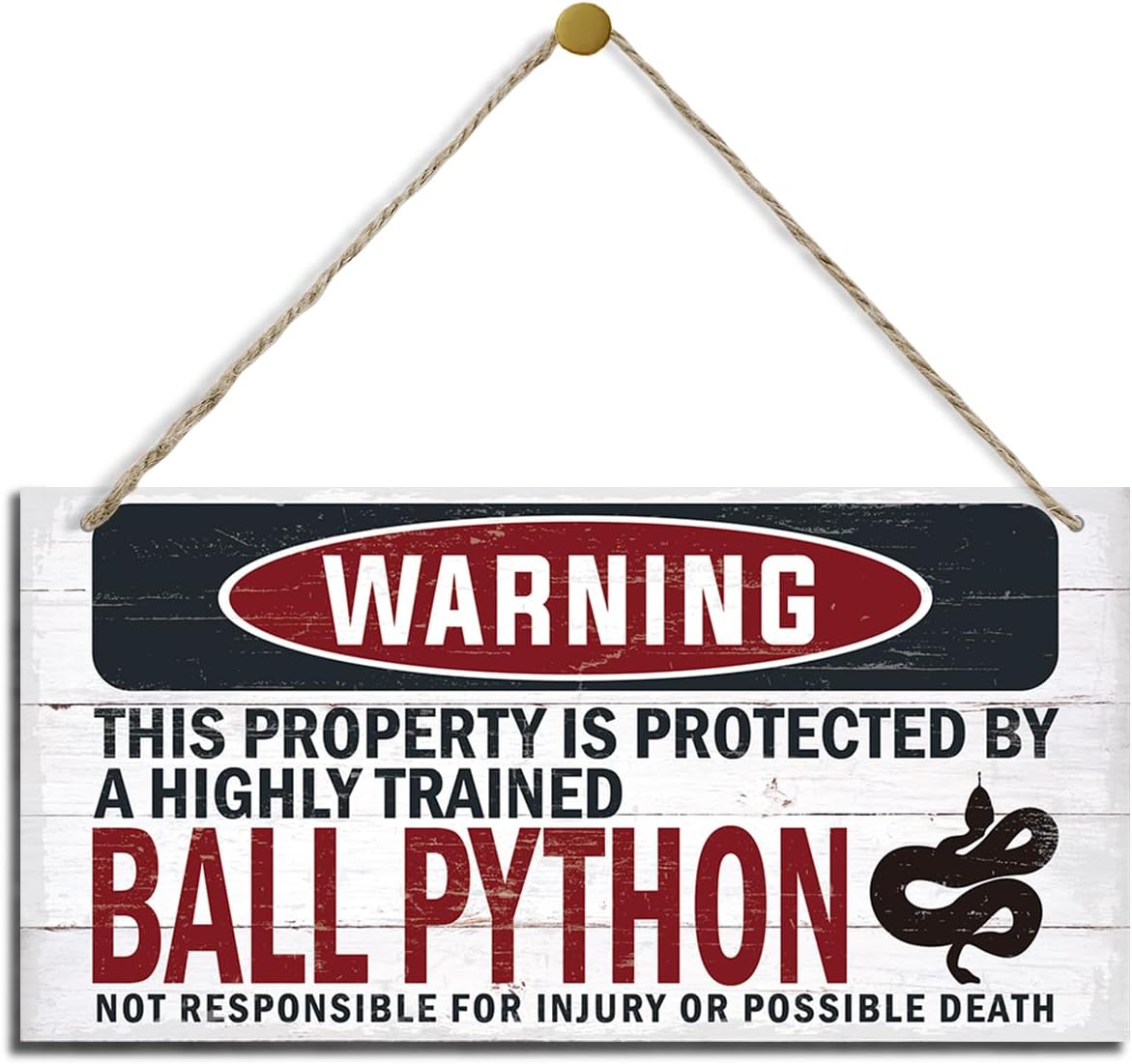 Warning Sign, Ball Python Warning Wood Plaque Sign, Funny Door Signs, Decorative Wood Hanging Suspension Plaque, Farmhouse Wooden Wall Decor, Outdoor Hanging Wooden Signs