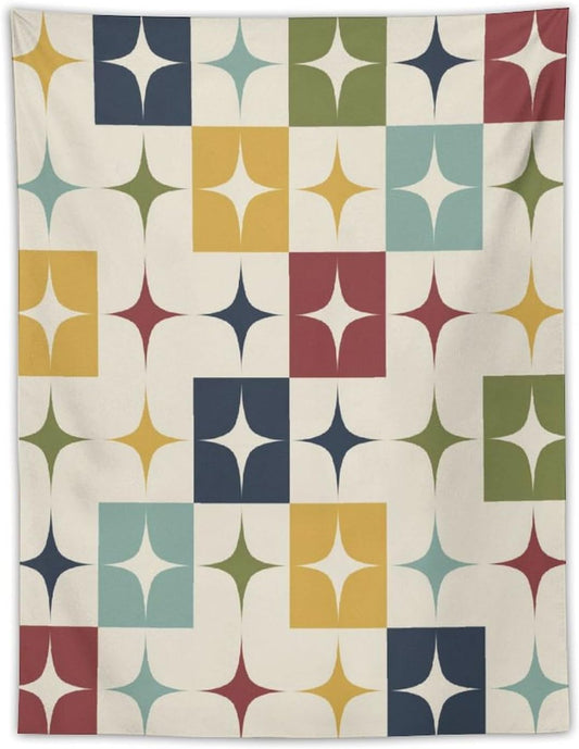 ICMOLYYENLO Boho Medieval Cat Tapestry, Abstract Atomic Starburst Geometric Aesthetic Art Wall Hanging For Bedroom Living Room Dormitory 40x60 Inches