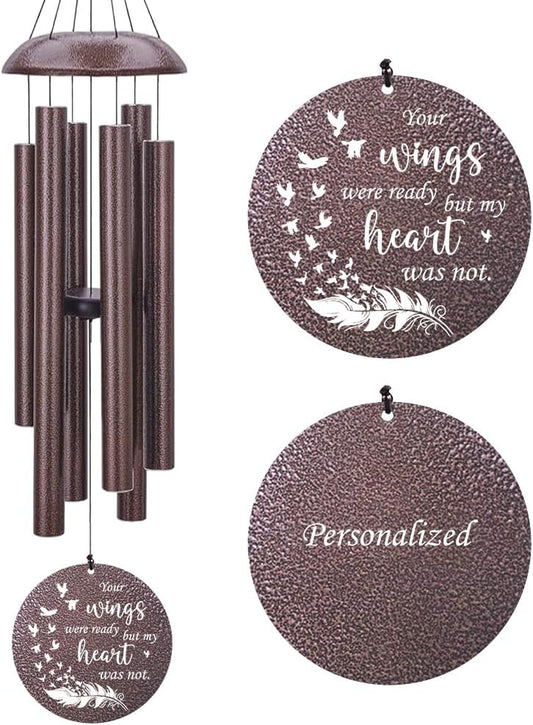 Wind Chimes Personalized, Metal Deep Tone Wind Chimes in Loving Memory, Custom Text for Loss of Loved Mom/Dad, Sympathy Gifts Wind Chime Memorial Gifts for Funeral Outdoor 36inch