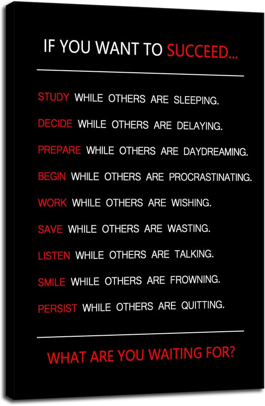 Inspirational Canvas Wall Art If You Want to Succeed Motivational Painting Positive Entrepreneur Quotes Poster Success Pictures Print Wall Decor Artwork for Living Room Office Framed [18''Wx 12''H]