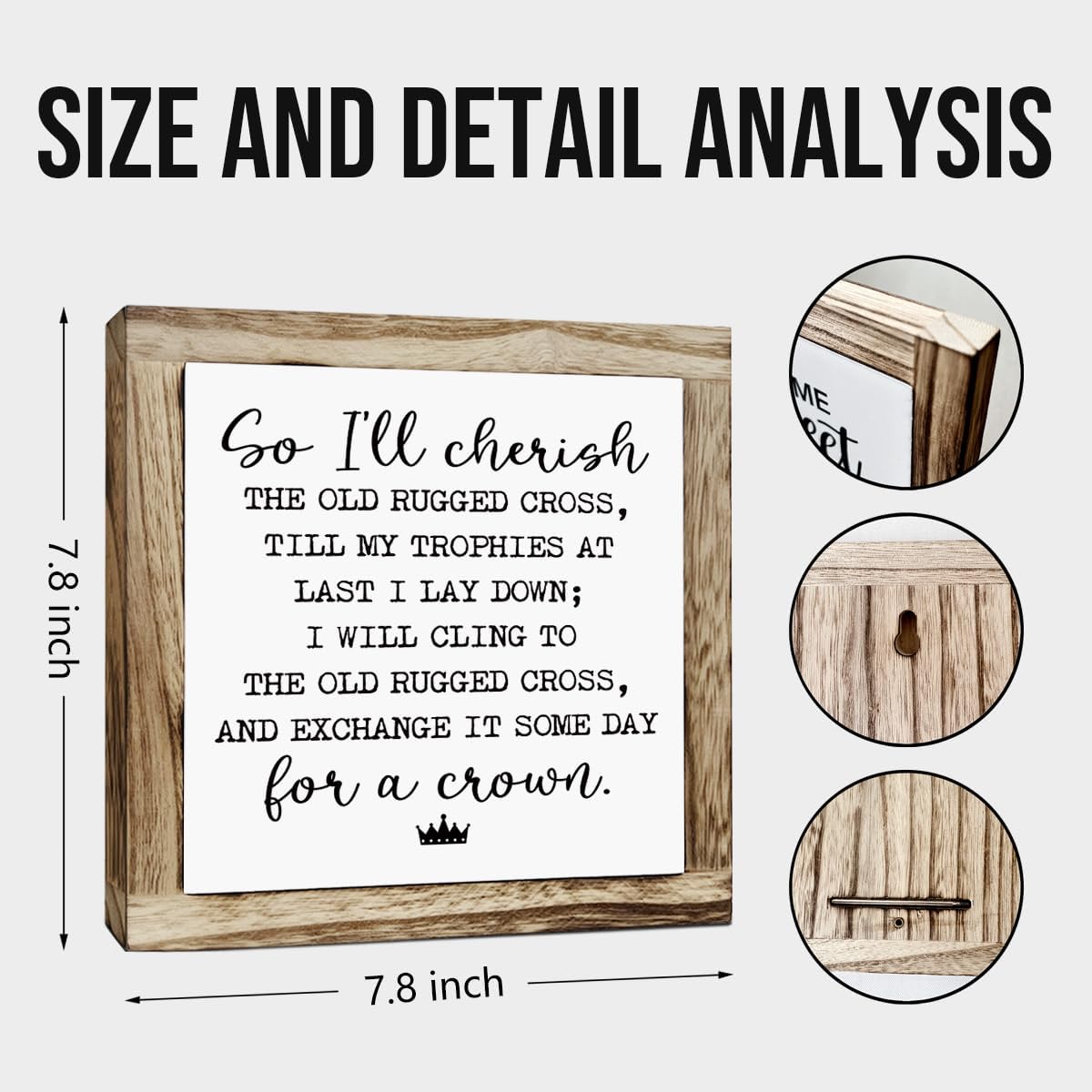 Rustic Wood Sign, So I'll Cherish the Old Rugged Cross Sign, Wooden Plaques Signs Table Decor, Small Wooden Box Signs, Inspirational Desk Decorate, Spiritual Decorate, Shelf Decoration for Home Office