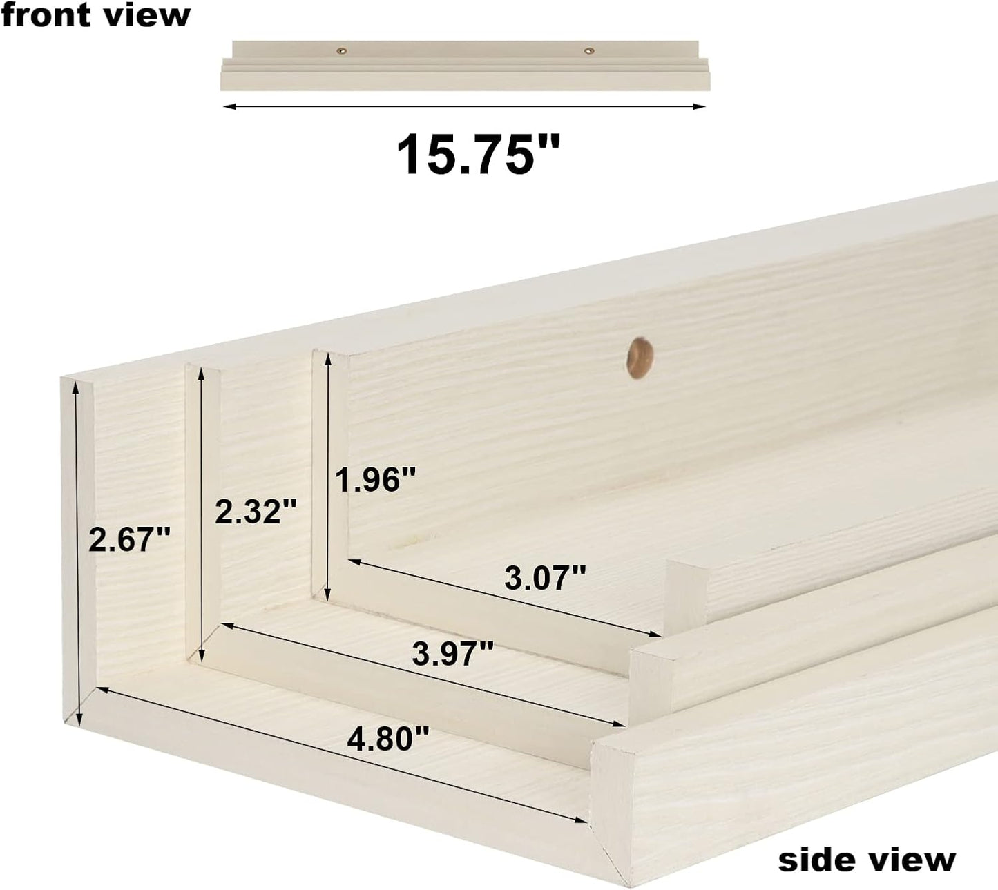 Giftgarden 16 Inch Floating Shelves Wall Mounted, Creamy White Beige Wood-Grain Wooden Ledge Shelf for Bathroom Bedroom Living Room Kitchen Nursery, Set of 3 Different Sizes