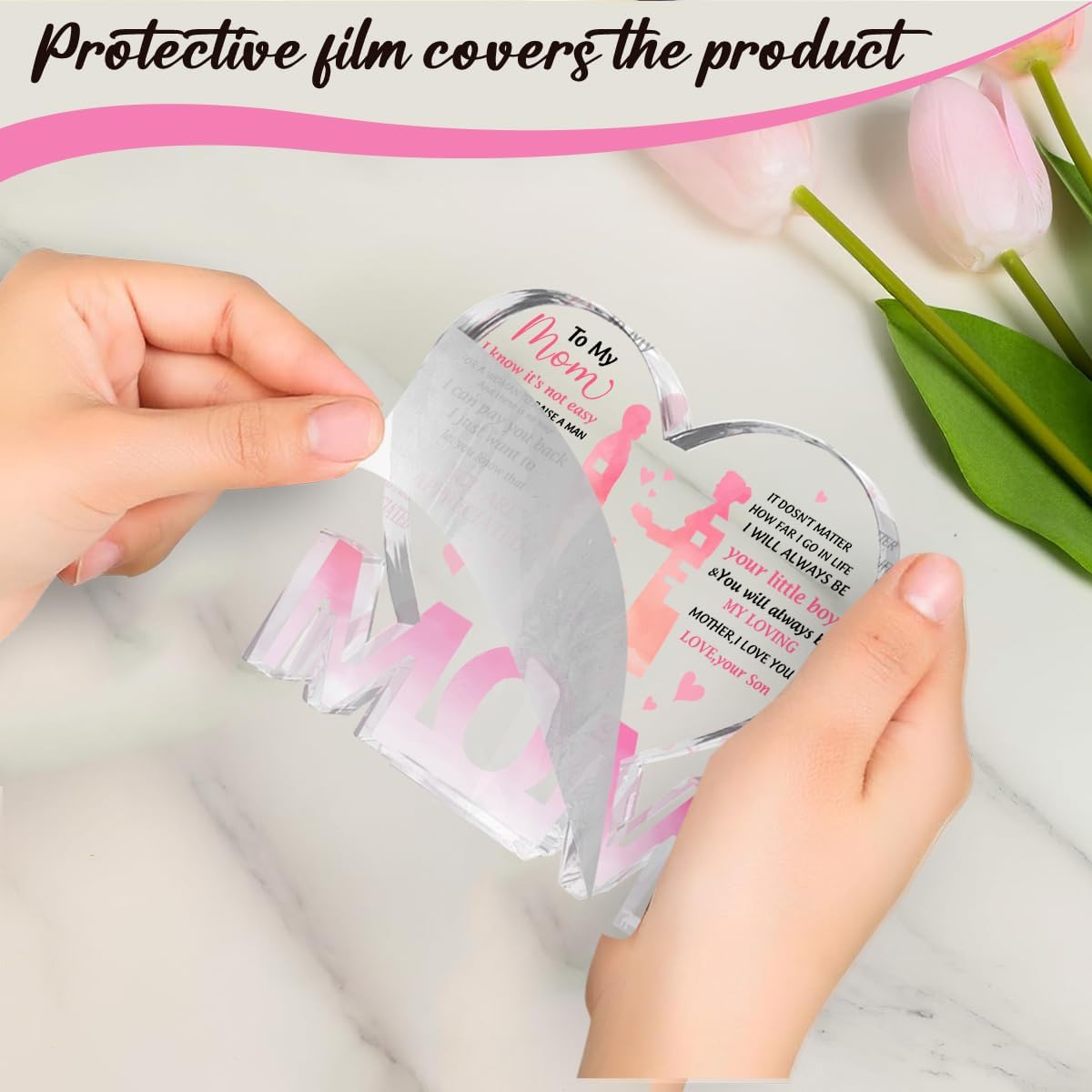 Mothers Day Gifts Best Mom Gifts -Gifts for Mom from Daughter Son - Best Mom Ever Gifts Unique Mother Birthday Acrylic Heart-Shaped Plaque Desk Decorations Present for Mom Christmas Anniversary