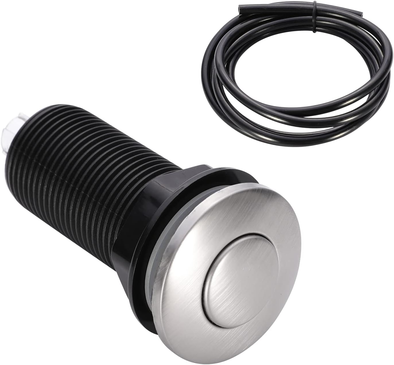RQYEKDO Garbage Disposal Air Switch Kitchen Sink Top Long Stainless Steel Brushed Nickel Long 2.5" for Food and Waste Disposal On/Off Air Button Parts