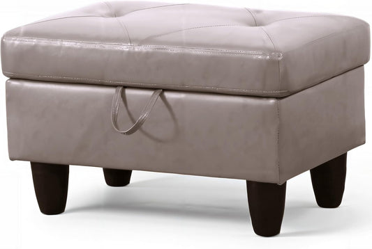 Ottoman Rectangular Storage Ottoman Bench, Faux Leather Footrest, Coffee Table, Stool Footstool with Hinged Lid for Living Room, Bedroom, Entryway, Champagne, 28.5"x19"x17.5"