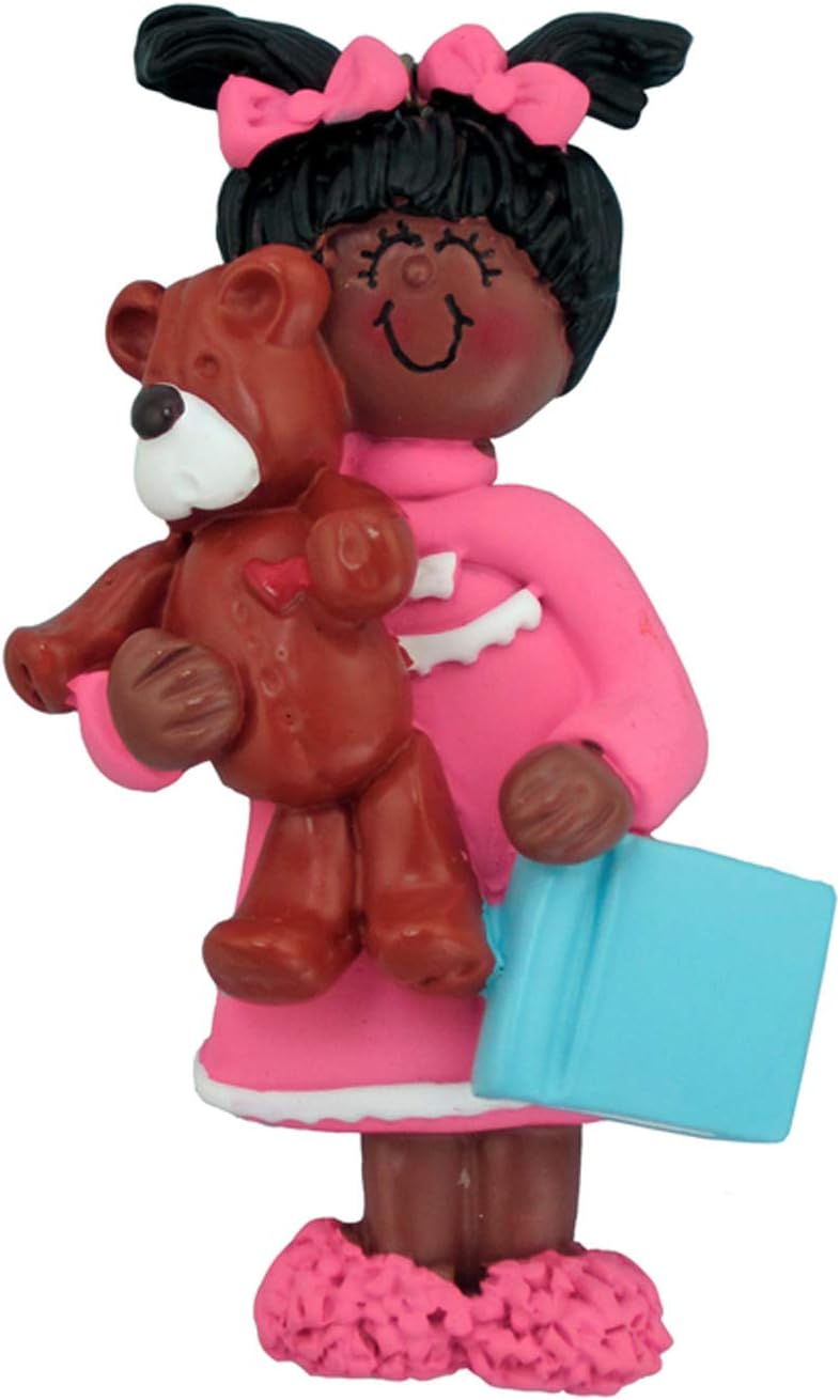 Personalized Child Christmas Tree Ornament - Toddler Pajamas Sleep Time Story Book Reader PJs Lover Kid - Free Customization