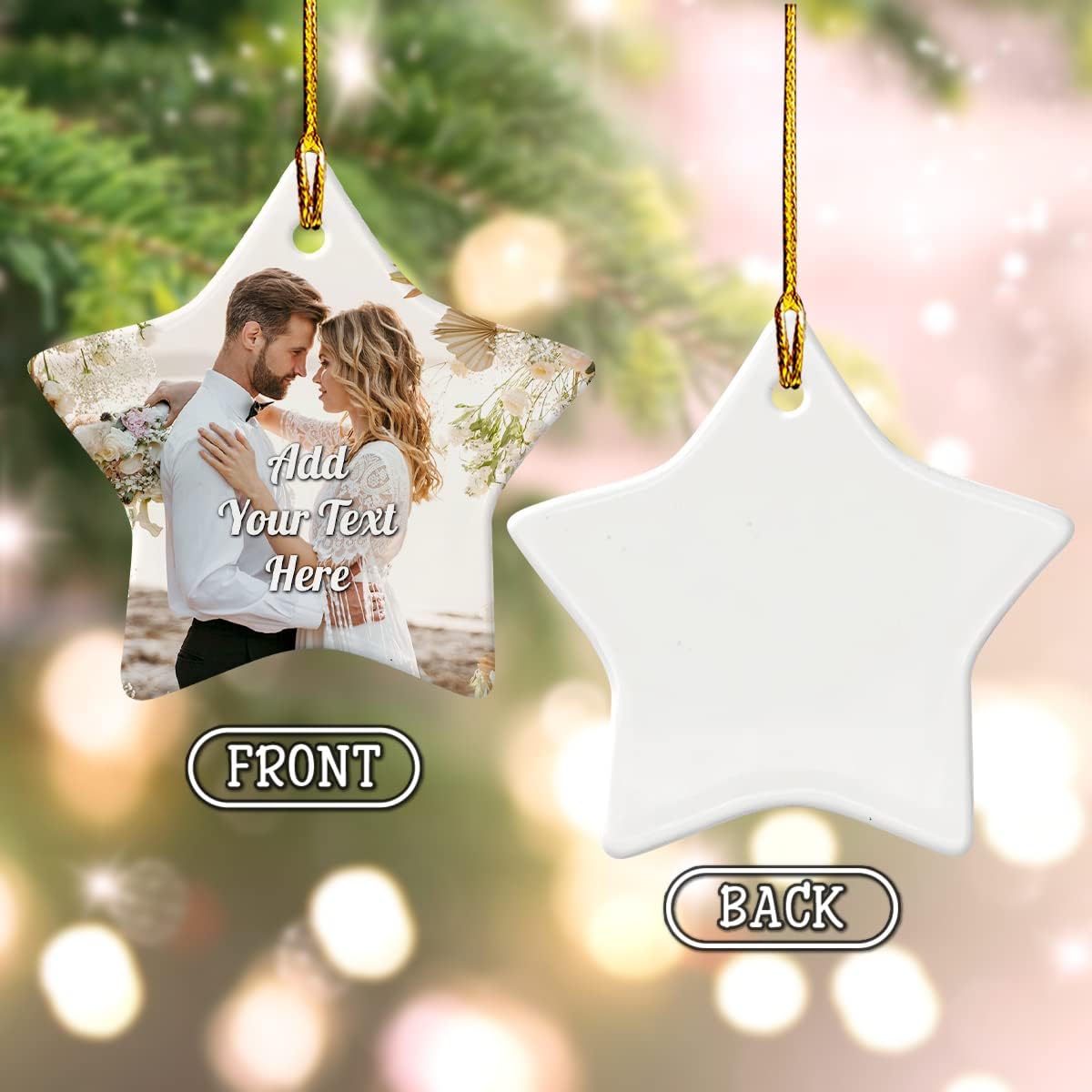 Personalized Christmas Ornaments with Photo Picture Ceramic Ornament Custom Pictures Photos Text Message Keepsake Xmas Wedding Anniversary Decoration Gifts
