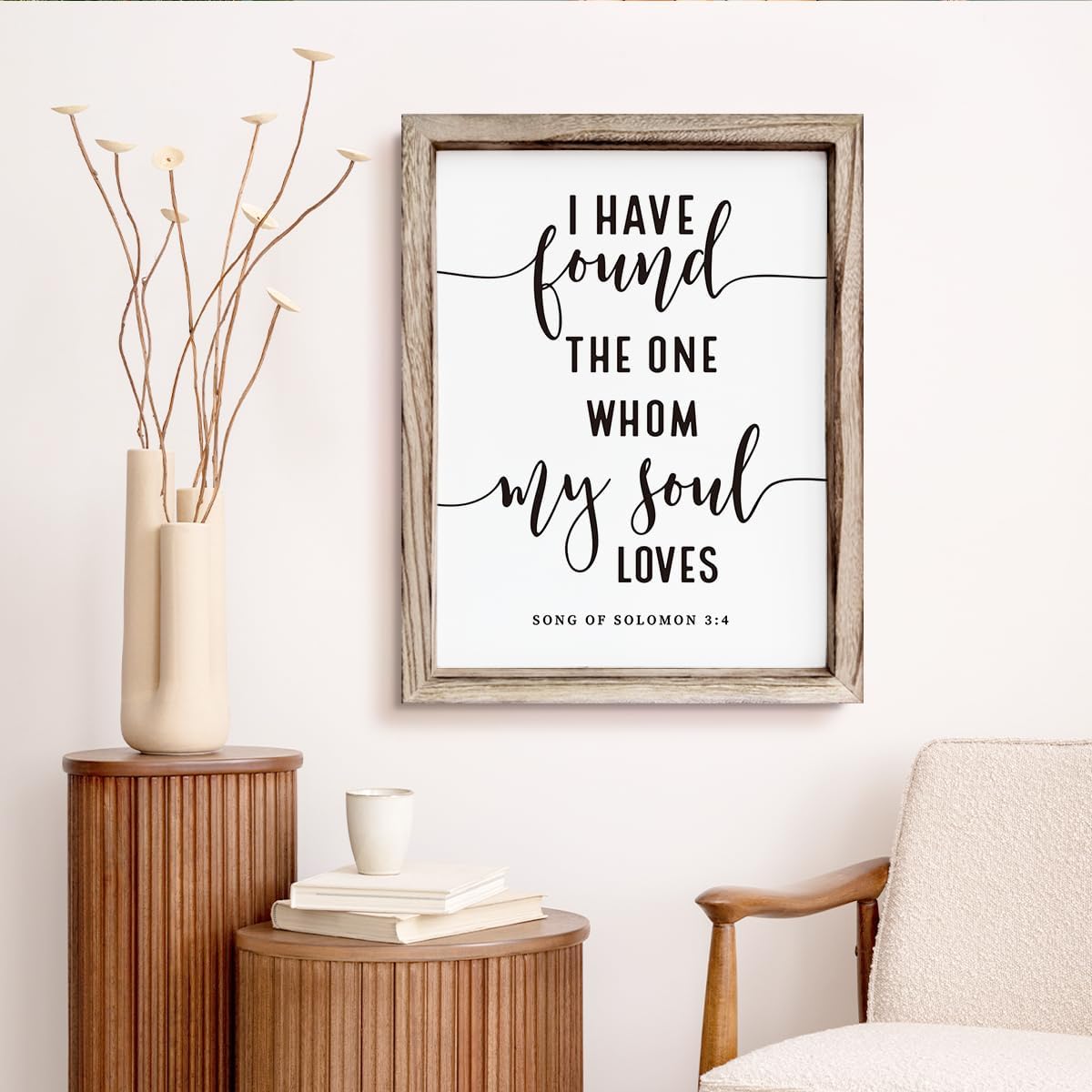 Christian Wall Decor, Master Bedroom Decoration Above Bed, Wedding Decoration, Framed Wall Plaque Sign 15 * 11.5 inches, Song of Solomon 3:4 Sign, I Have Found the One Whom My Soul Loves