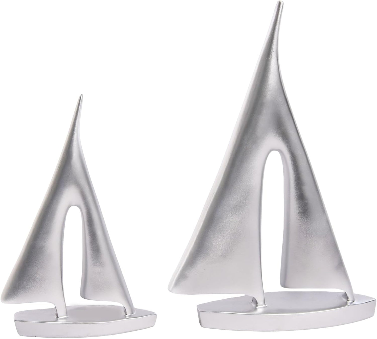 Modern Sculptures Home Decor, Silver Sailboat Decor Ornament, Boat Decorations Statue Decor, Art Sculptures and Statues, Sailboat Gifts Home Office Bathroom Shelf Decor Nautical Decor (2 Pack)
