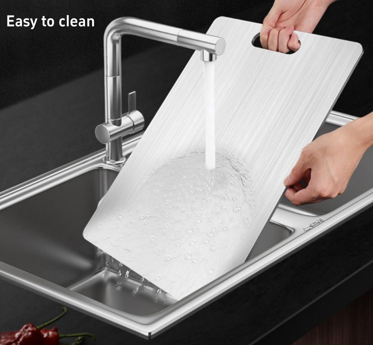 Titanium Cutting Board,100% Pure Titanium Cutting Boards for Kitchen, 2025 Double Sided Food-Grade Chopping Board for Cutting Meat Vegetable Fruit (14"L x 10"W)