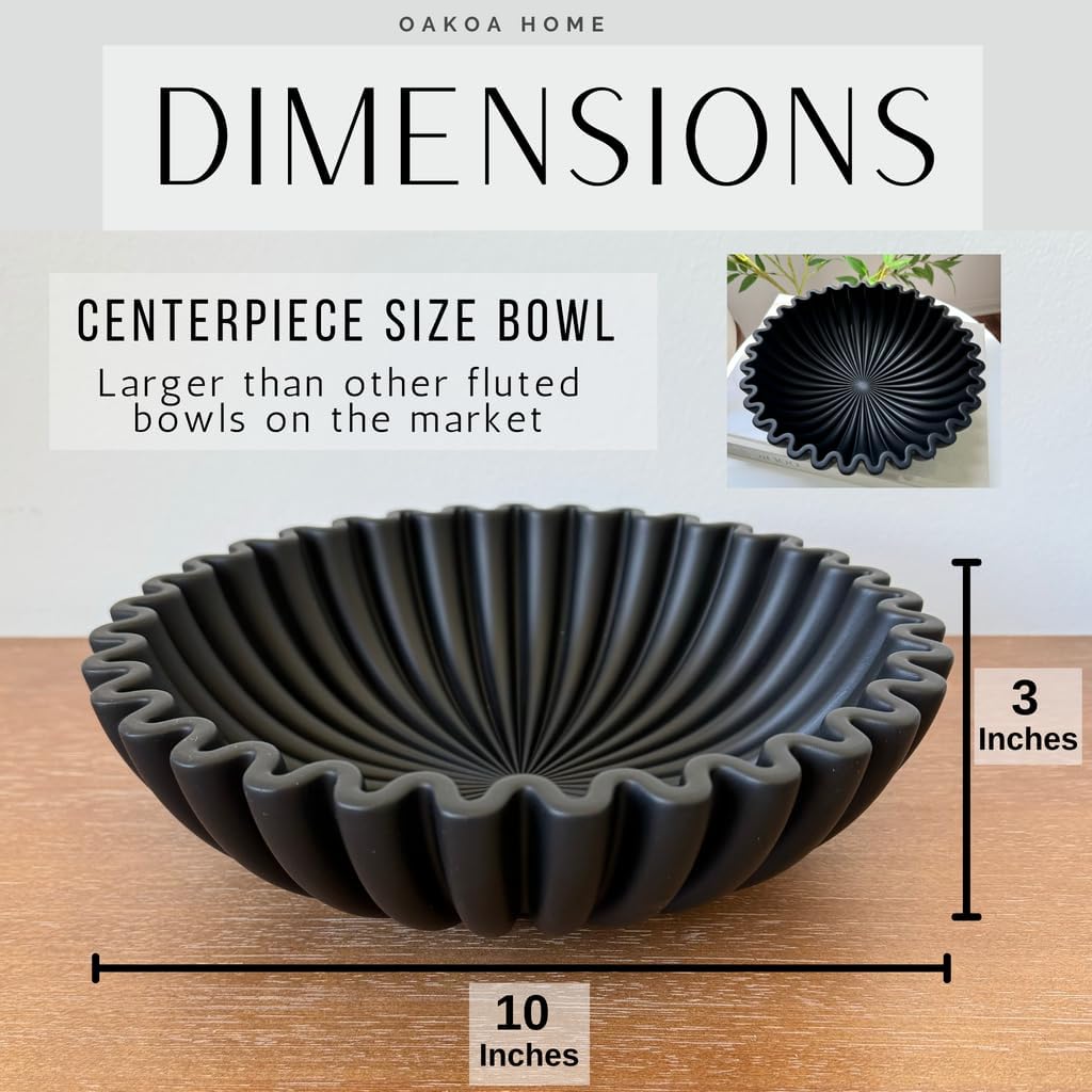 OAKOA Concrete Black Decorative Bowl for Home Decor - Black Bowl Decor - Modern Coffee Table Key Bowl for Entryway Table
