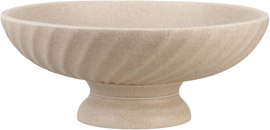 Large Resin Pedestal Decorative Bowl - Modern Fruit Bowl for Kitchen Counter - Handicraft Bowls for Home Decor - Key Bowl for Entry Table,Artificial Stone Beige