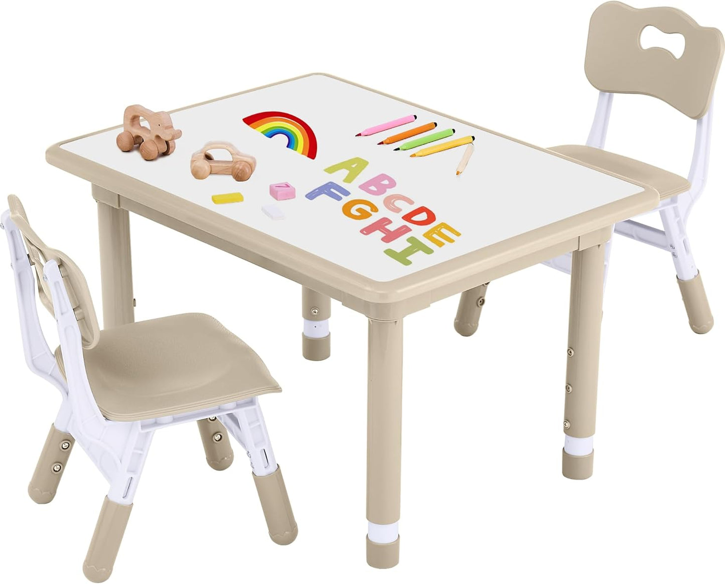 Toddler Table and Chair Set, Height Adjustable-Upgrade Kids Table and 2 Chairs for Ages 3-8, Multi-Activity Toddler Play Table with Graffiti Desktop for Home/Daycare/Classroom
