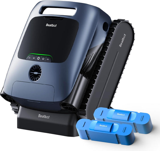Beatbot AquaSense Pro Pool Robot Vacuum, 5-in-1 Cleaning with 2*Clarifying Agent Kits, Smart Surface Parking, Clarifies & Skims Water, Ideal for Inground Pools up to 3,299 Sq.ft - Navy Blue