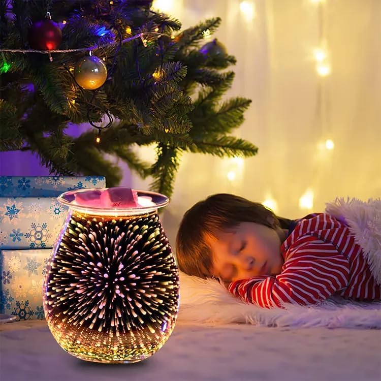 Dicimi 3D Candle Candle Warmer, Electric Oil Burner, Fragrance Warmer for Home Office Bedroom Living Room Present and Decorations (3D Fireworks)