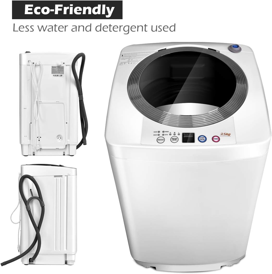 Giantex Portable Washing Machine, Full Automatic Washer and Dryer Combo, with Built-in Pump Drain 8 LBS Capacity Compact Laundry Washer Spin Dryer for Apartment RV Dorm