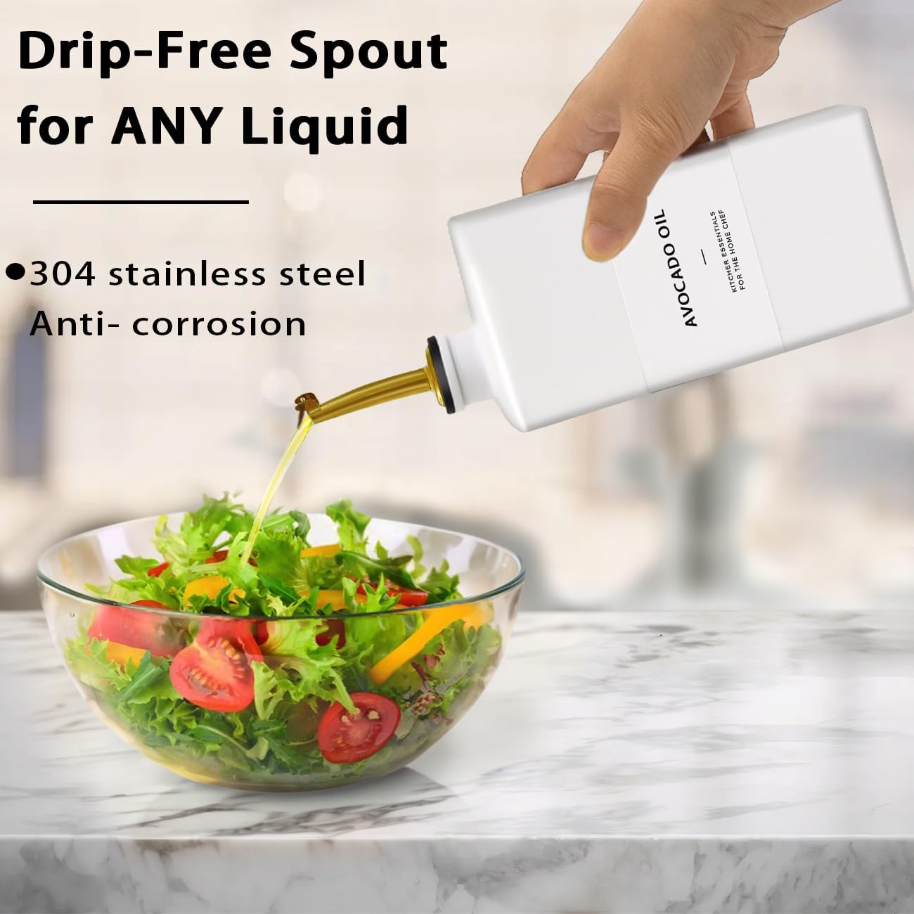 Olive Oil Dispenser Bottle for Kitchen, 16.9oz Soy Sauce Dispenser, UV Protected Oil&Vinegar Cruet Set, Soy Sauce Dispenser (White, Set of 2)