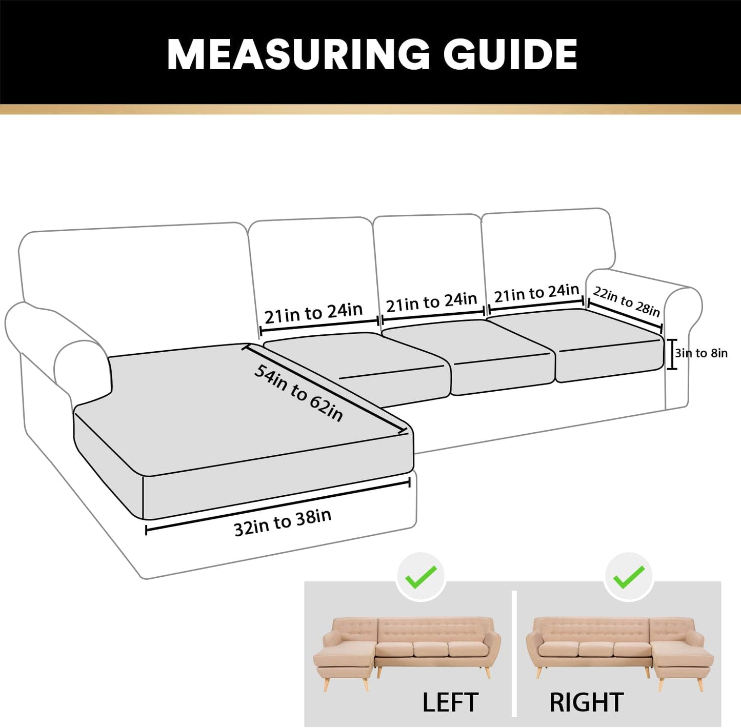 PrinceDeco Sectional Couch Covers 4 Pieces Couch Covers for Sofa Velvet Separate Couch Cover L Shape for Left/Right Chaise(3 Seater + 1 Chaise,Taupe)