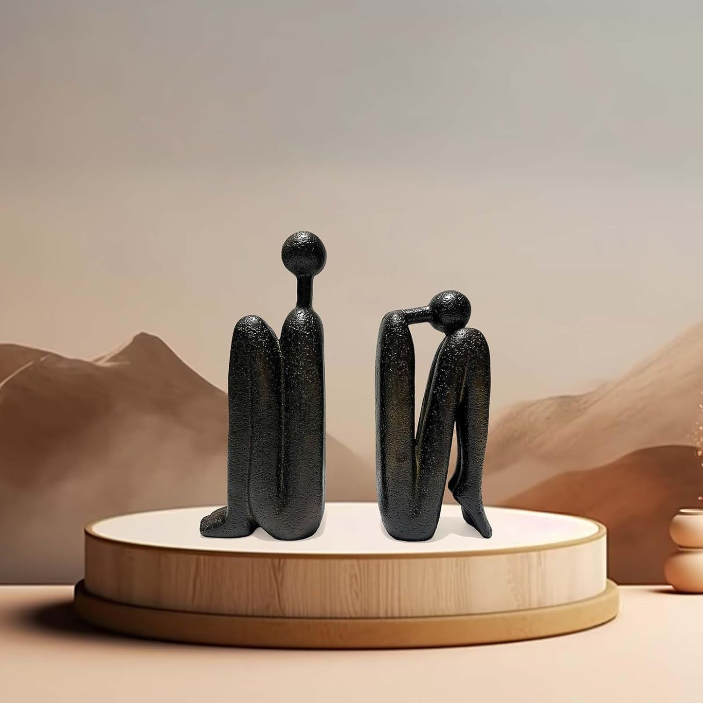 Thinker Decorative Bookends, Book Stopper Holder Nonskid, Book Ends for Shelves Living Room Office Home Decor, 1Pair/2Piece 9''