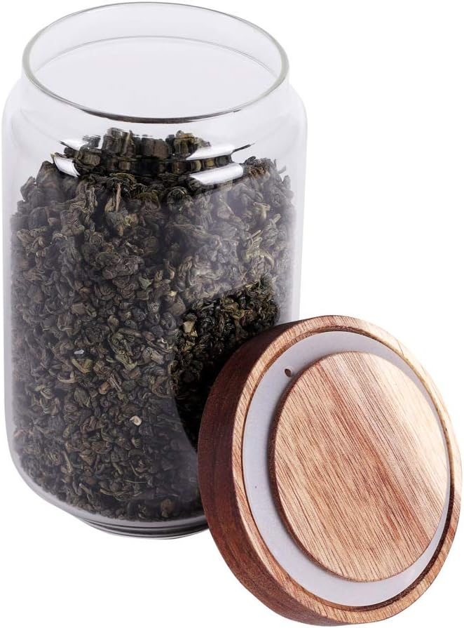 Glass Tea Canister, 25 FL OZ/ 750ml Bulk Food Storage Jar with Airtight Acacia Lid, Glass Food Container for Loose Leaf Tea, Coffee Bean(6 inch high)