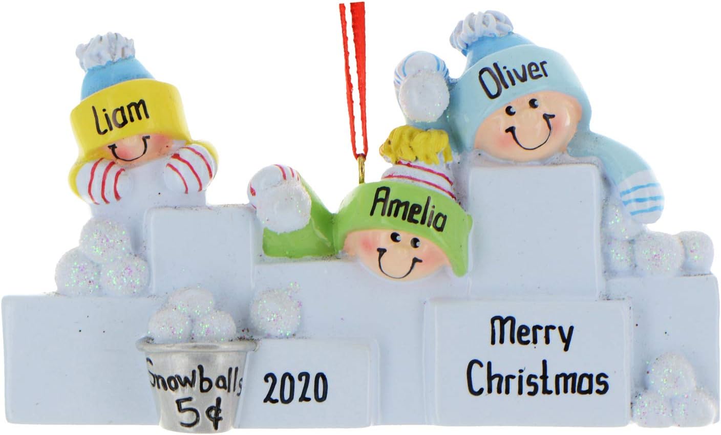 Personalized Family Christmas Ornament - Custom Ornament Family of 3 Xmas Ornaments 2024 Snowball Fight Ornaments Customized Siblings Snowballs Decor Family Ornament for Christmas Tree