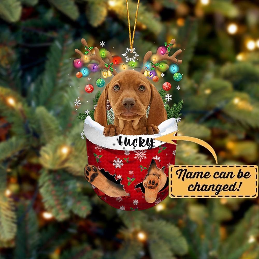 Vizsla Dog Christmas Ornament, Vizsla in Snow Pocket Christmas Tree Ornament, Dog Lovers Gift Idea Xmas Decor, Christmas Decorations for Tree, Christmas Ornament Gift for Dog Lovers