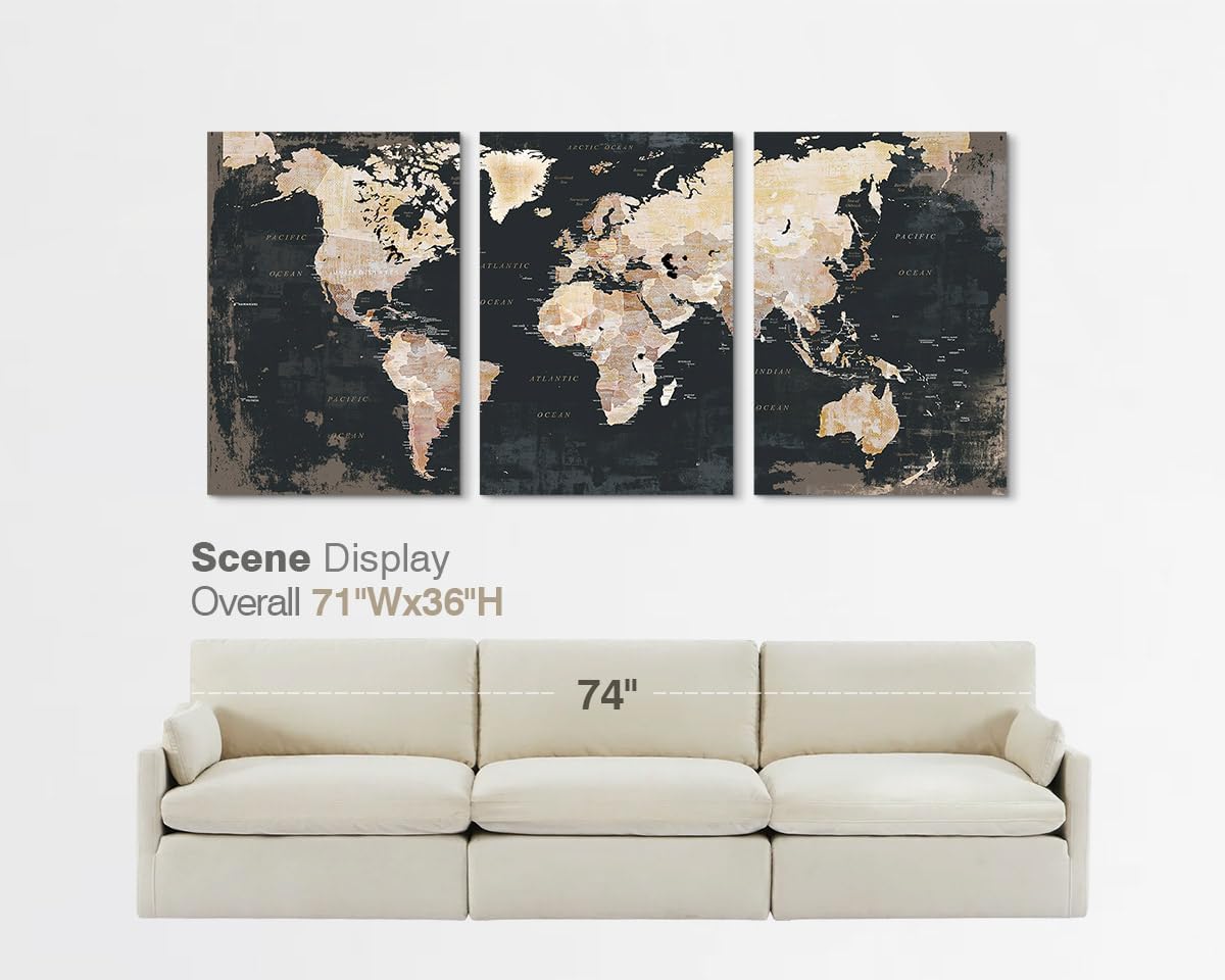 Black and White Wall Art for Living Room Map Office Wall Decor for Bedroom Modern Artwork for Wall Oversize Large Decor for Kitchen