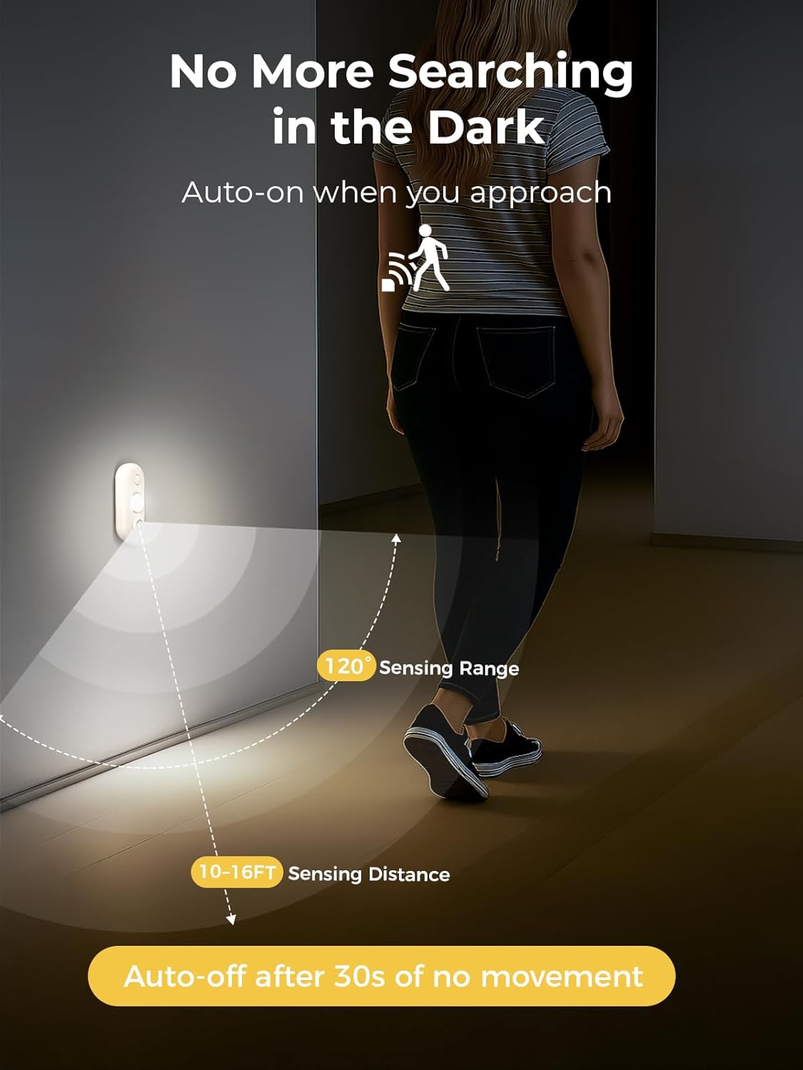 LED Motion Sensor Puck Lights, Under Cabinet Lighting, Indoor Rechargeable Wireless Cabinet Light, Dimmable Magnetic Stick-On Night Lights for Closet, Kitchen, Stairs, 6000K Daylight White 6-Pack