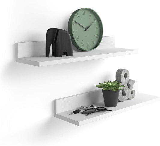 Mobili Fiver, Set of 2 Rachele Shelves, 31.49 in, Ashwood White, Made in Italy