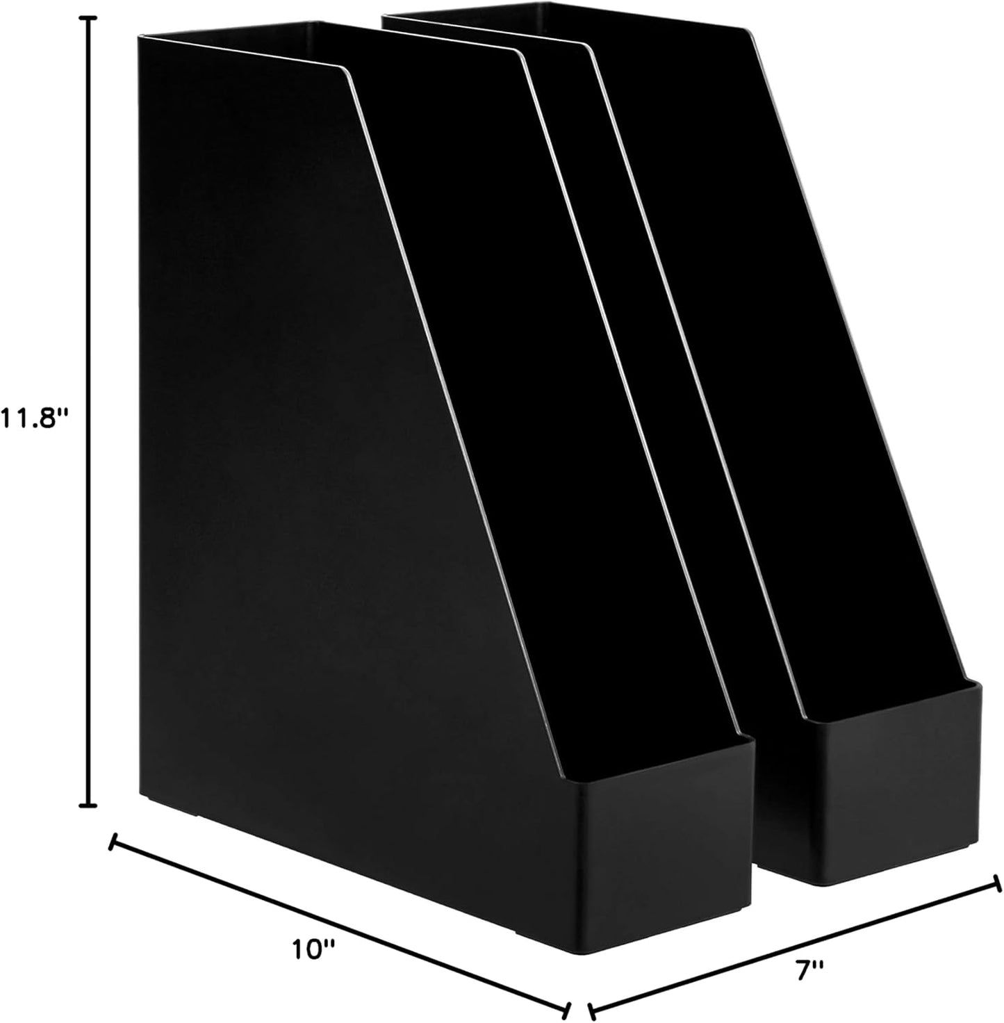 Amazon Basics Plastic Desk Organizer - Vertical Magazine and File Holder, Black, 12-Pack