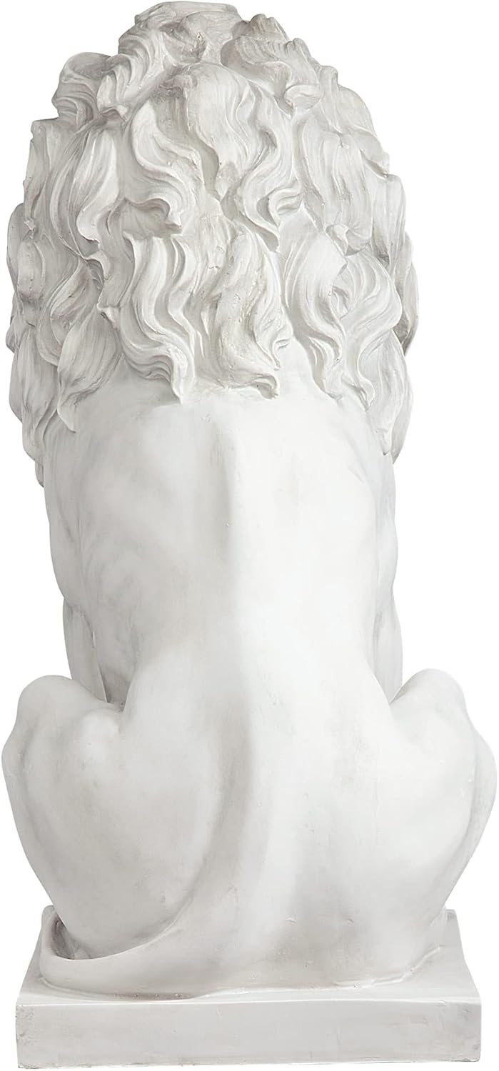 Design Toscano Lion of Florence Sentinel Indoor/Outdoor Animal Statue, 28 Inch Tall, Cast Stone Resin, Antique Stone Finish